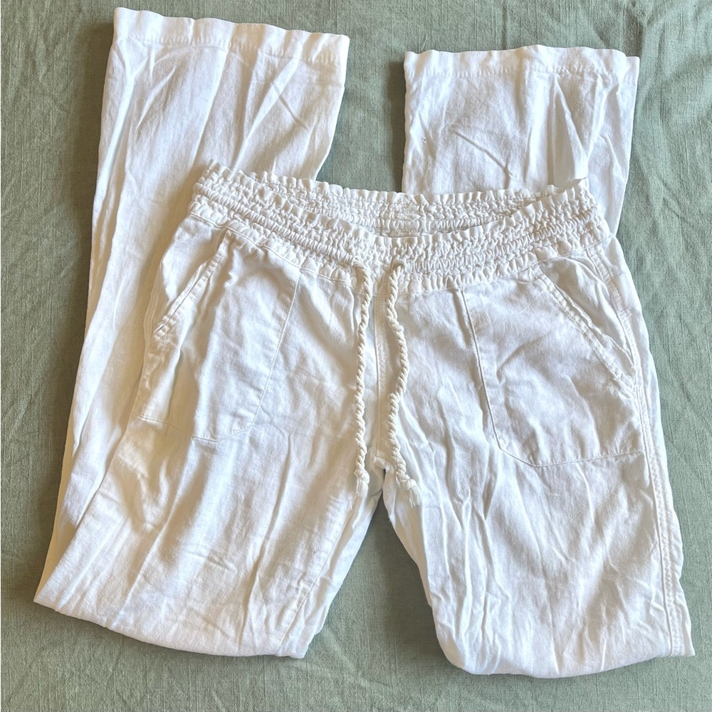 Roxy white linen pants